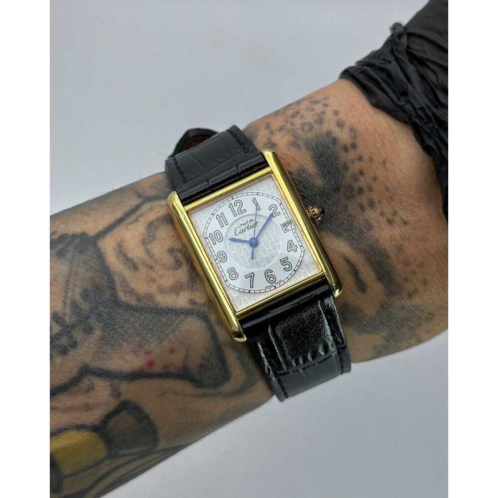 25mm • 2000s Cartier Tank Vermeil Must de XL ref.2413 Gold Plated Quartz